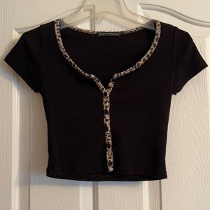 Brandy Melville Black with Cheetah trim